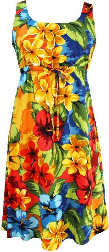 empire waist hawaiian dress Tea Length Empire Waist Rayon Dress– Aloha Shirts Club main image 1